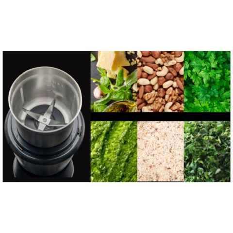 Młynek do kawy, przypraw, orzechów, lodu KOENIC Srebrny pojedyncze i podwójne ostrze