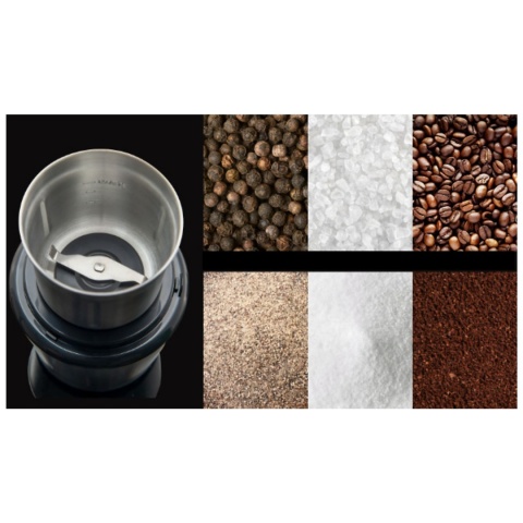 Młynek do kawy, przypraw, orzechów, lodu KOENIC Srebrny pojedyncze i podwójne ostrze