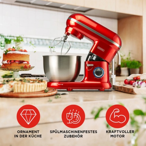 Robot kuchenny mikser Bourgini Classic Kitchen Chef Red 1300W czerwony
