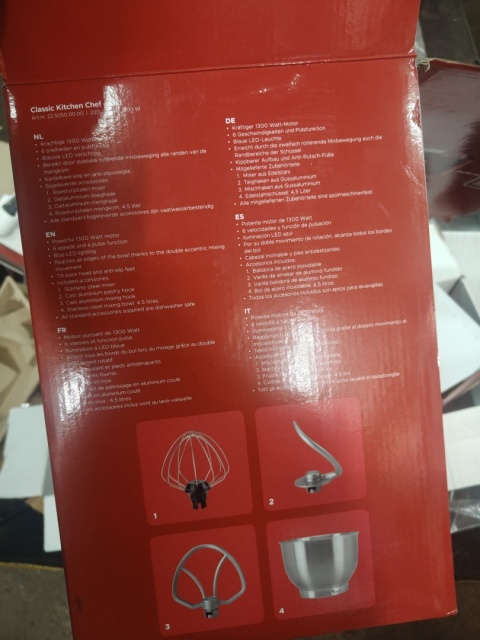 Robot kuchenny mikser Bourgini Classic Kitchen Chef Red 1300W czerwony