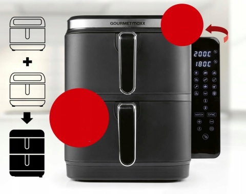 Frytkownica beztłuszczowa Air Fryer GOURMETmaxx FryUp podwójny pionowy