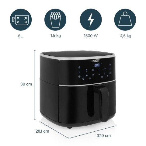 Frytkownica beztłuszczowa XL Air Fryer Princess 01.182244.01.001 cyfrowy 6l 1500W