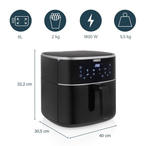Frytkownica beztłuszczowa XXL Air Fryer Princess 01.182254.01.001 cyfrowa 8l 1800W